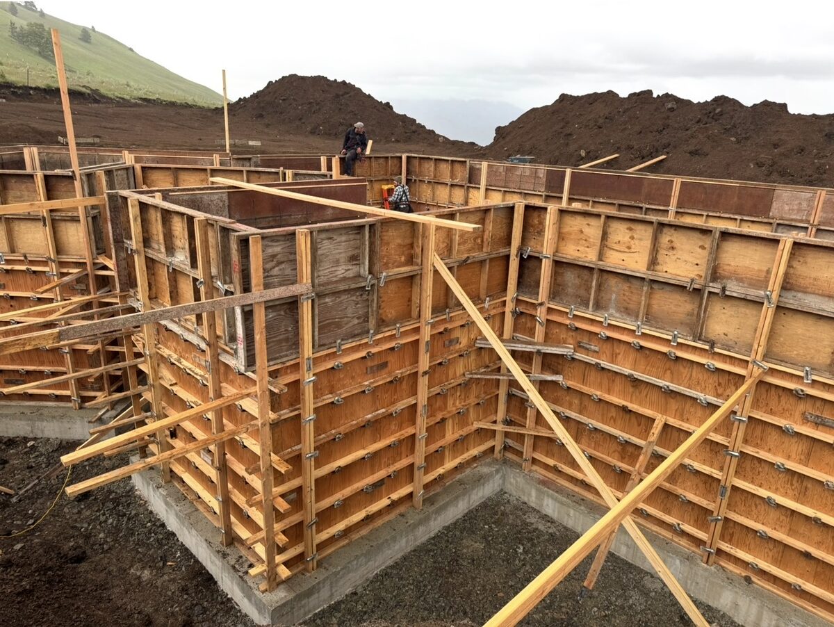 Concrete formwork and construction in progress in Southern Oregon