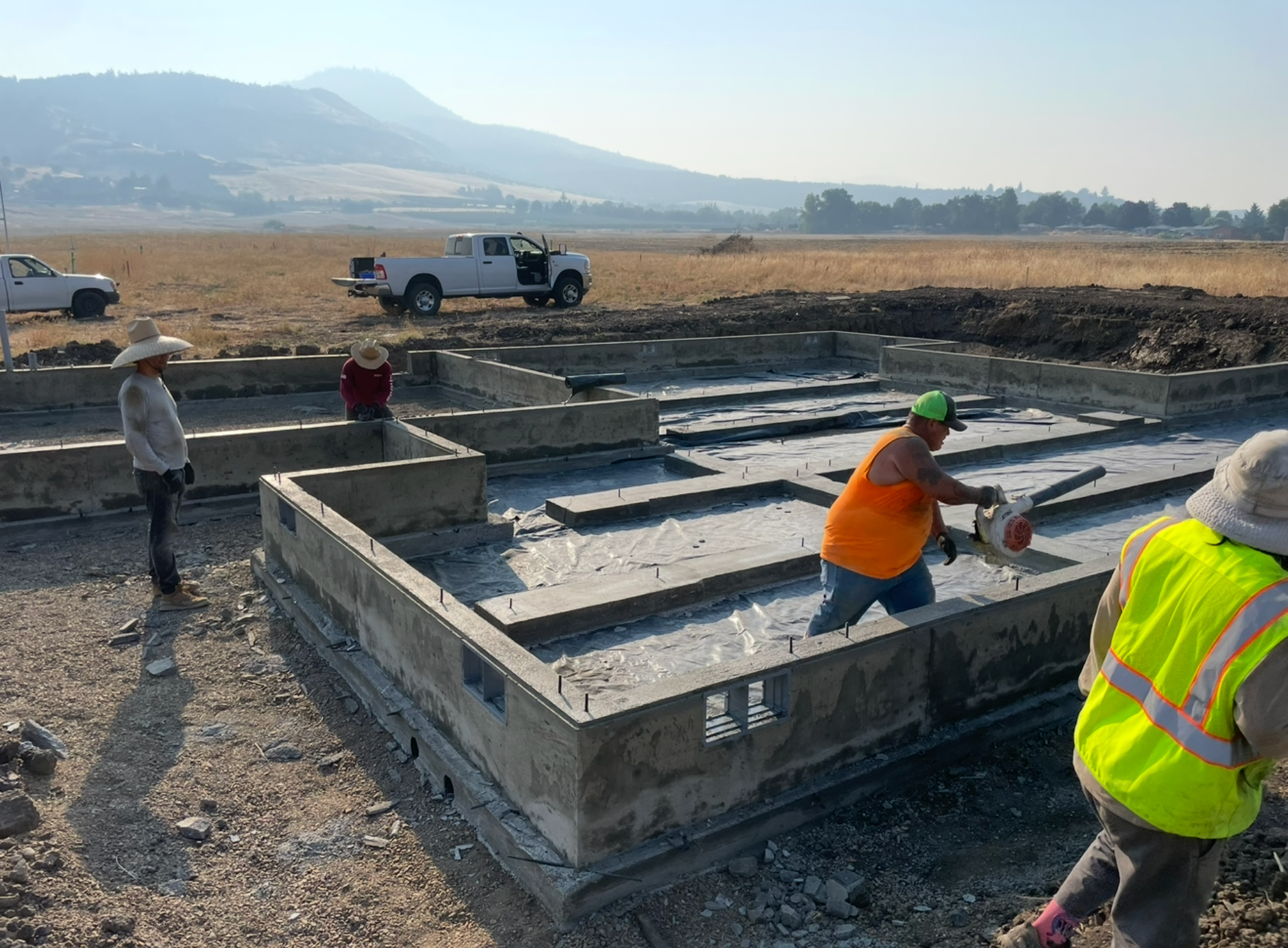 Custom concrete steps and landing at a Southern Oregon home